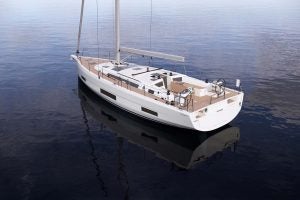 Voilier Dufour 470 ancré en eau calme