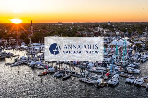Aerial view of Annapolis Sailboat show event