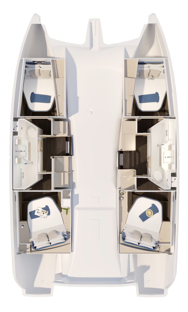 Fountaine Pajot 41 4 cabin 2 heads layout