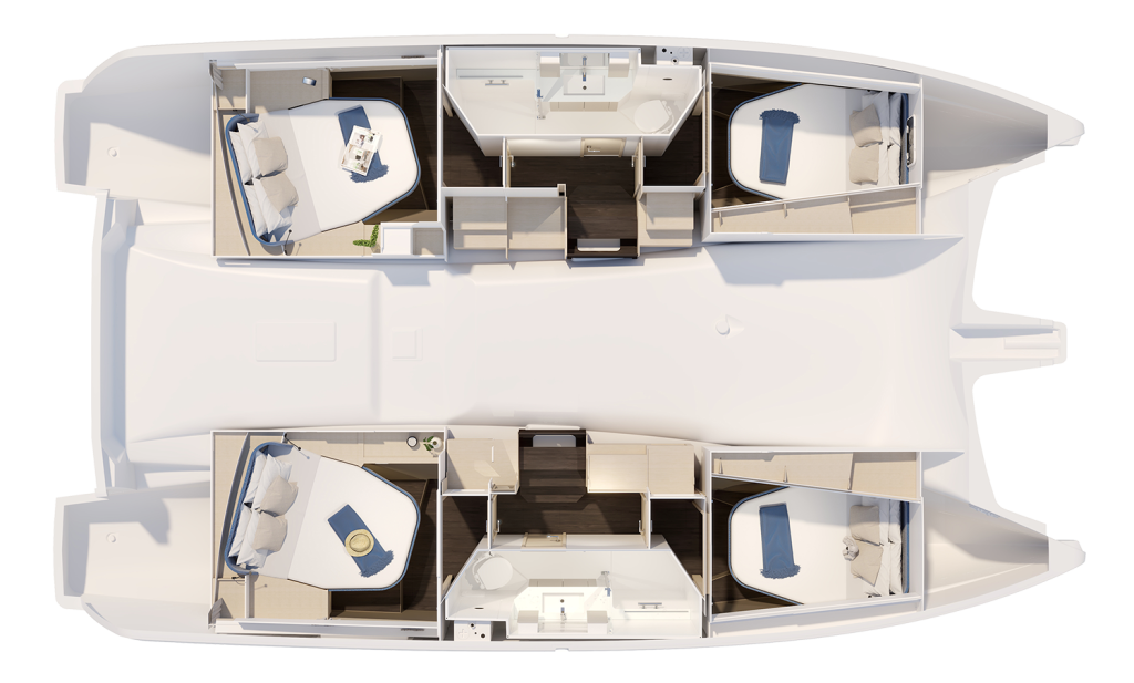 Fountaine Pajot 41 4 cabin 2 heads layout