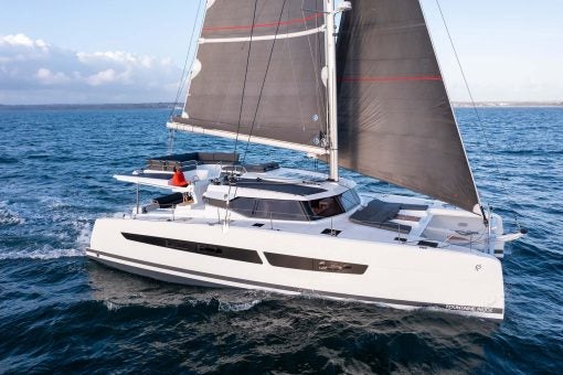 Fountaine Pajot Aura 51 at sail during sea trial