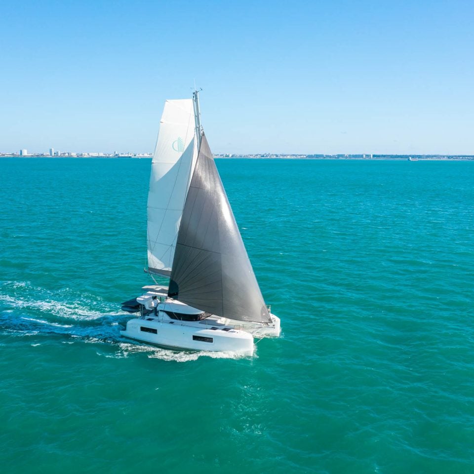Lagoon 38 Catamaran sailing in blue water