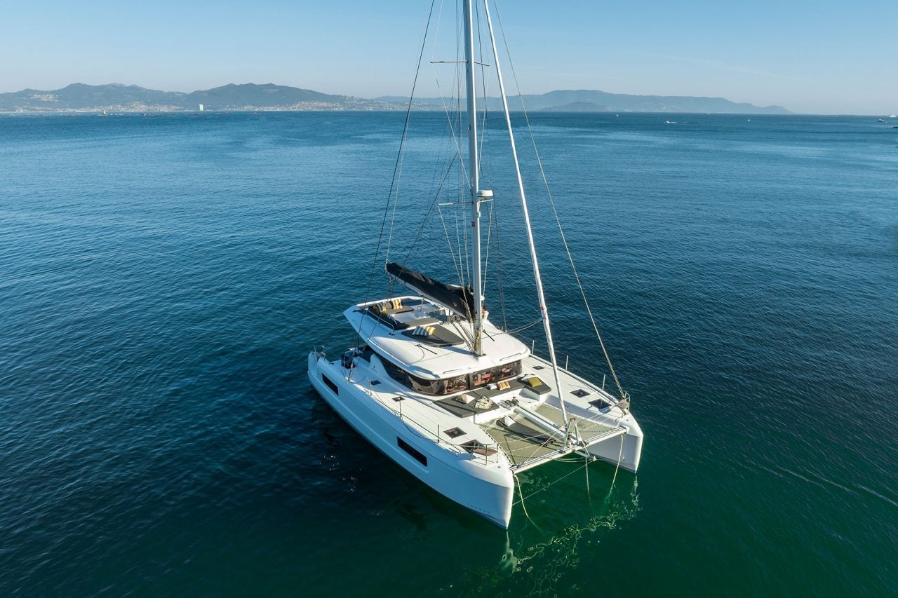 Lagoon 43 luxury catamaran at anchor