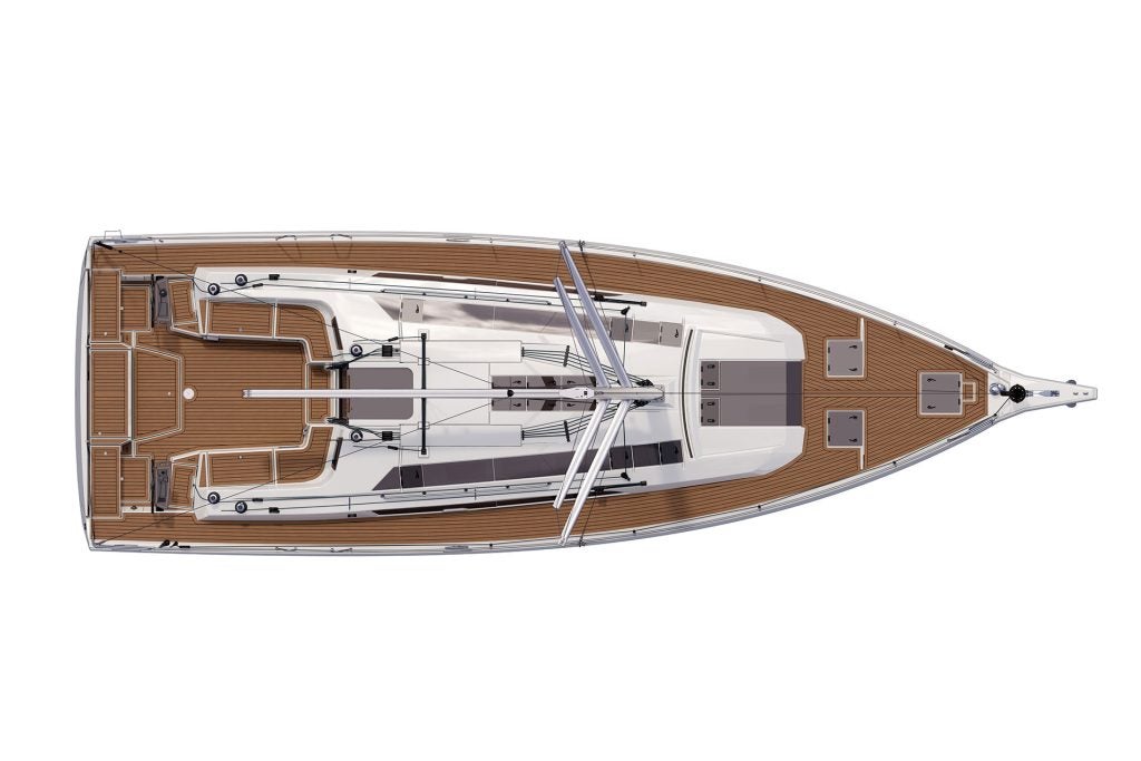 Deck layout of the Dufour 48 Monohulls