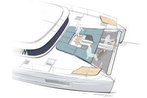 Lagoon 46 Iconic rendering of new front deck
