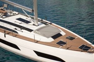 Top view of the Dufour 48 sailboat foredeck and coachroof
