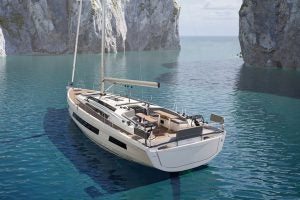 Dufour 48 monohull sailboat at anchor