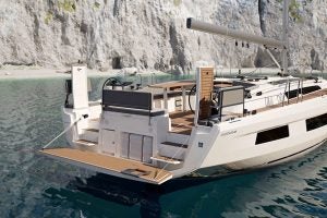 Exterior view of Dufour 48 sailing yacht transom platform