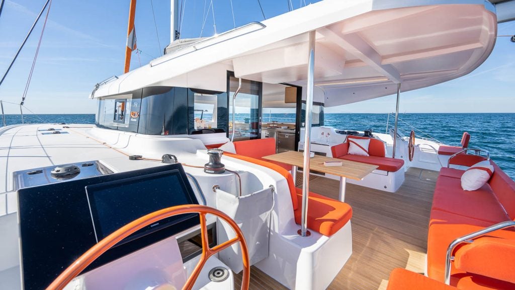 Outdoor area of the Excess 14 catamaran model