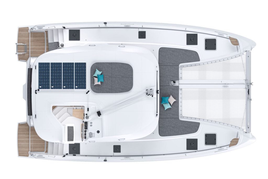 Exterior layout of the Lagoon 38 catamaran