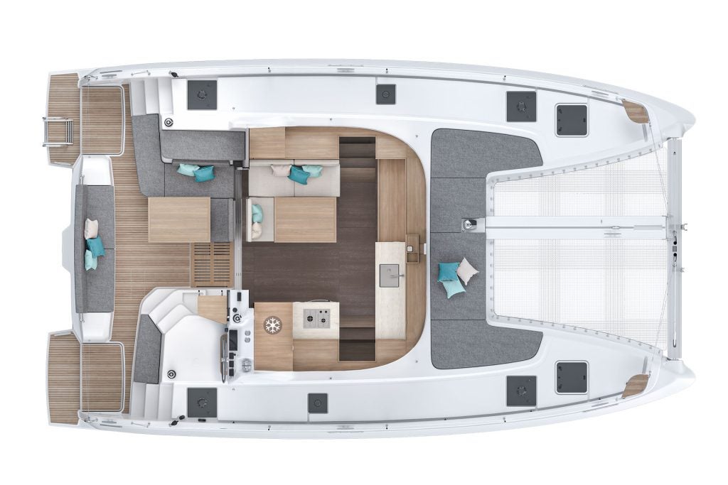 Main deck 2 layout of the Lagoon 38 catamaran