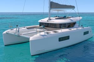 Exterior view of the Lagoon 38 sailing catamaran