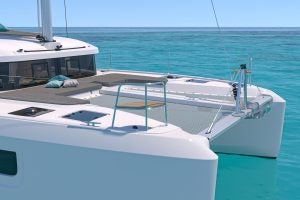 Lagoon 38 sailing catamaran foredeck trampoline and lounge area