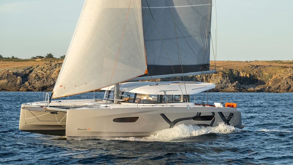 Excess 14 catamaran model at brisk sail