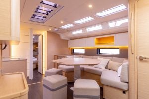 Salon interior of the luxury Dufour 48 monohull