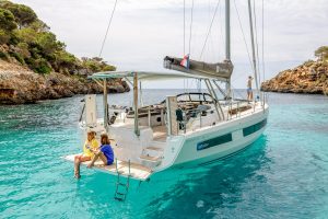 Dufour 48 monohull sailboat aft swim platform