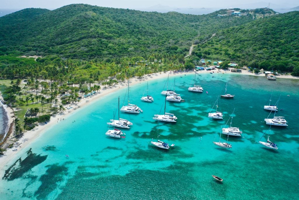 Catamarans at anchor in Martinique