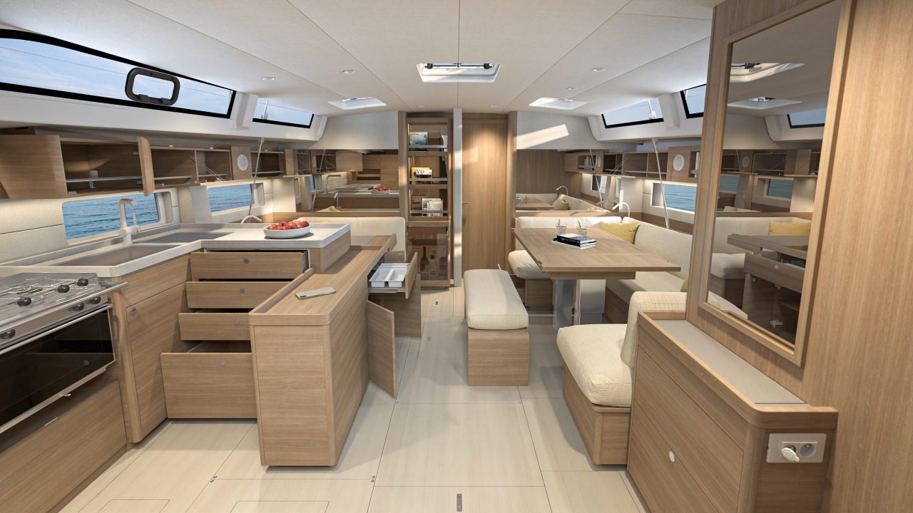 OCEANIS 52 interior saloon and galley