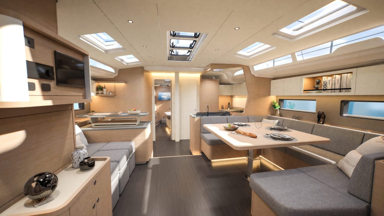 Dufour 54 galley and saloon