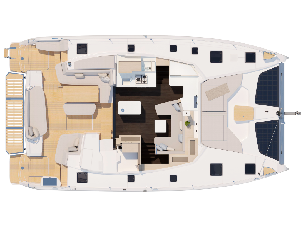 Fountaine Pajot New 44 cockpit and saloon