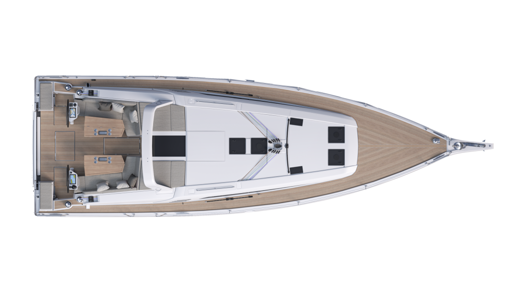 Oceanis 47 cockpit and saloon