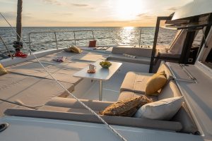 Sunset at the Bali 4.4 foredeck