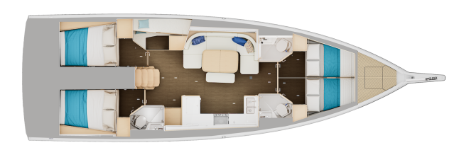 Sun Odyssey 455 5 cabin 3 Head layout