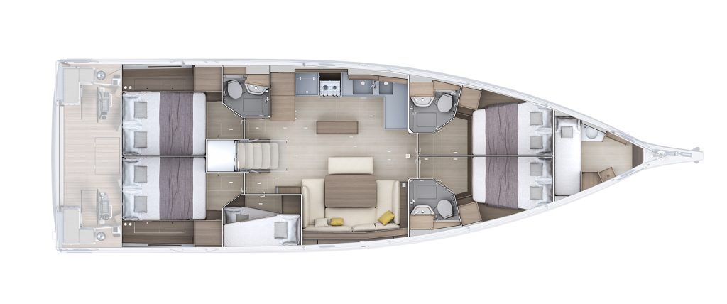 Beneteau Oceanis 52 5 Cabin 3 Heads layout